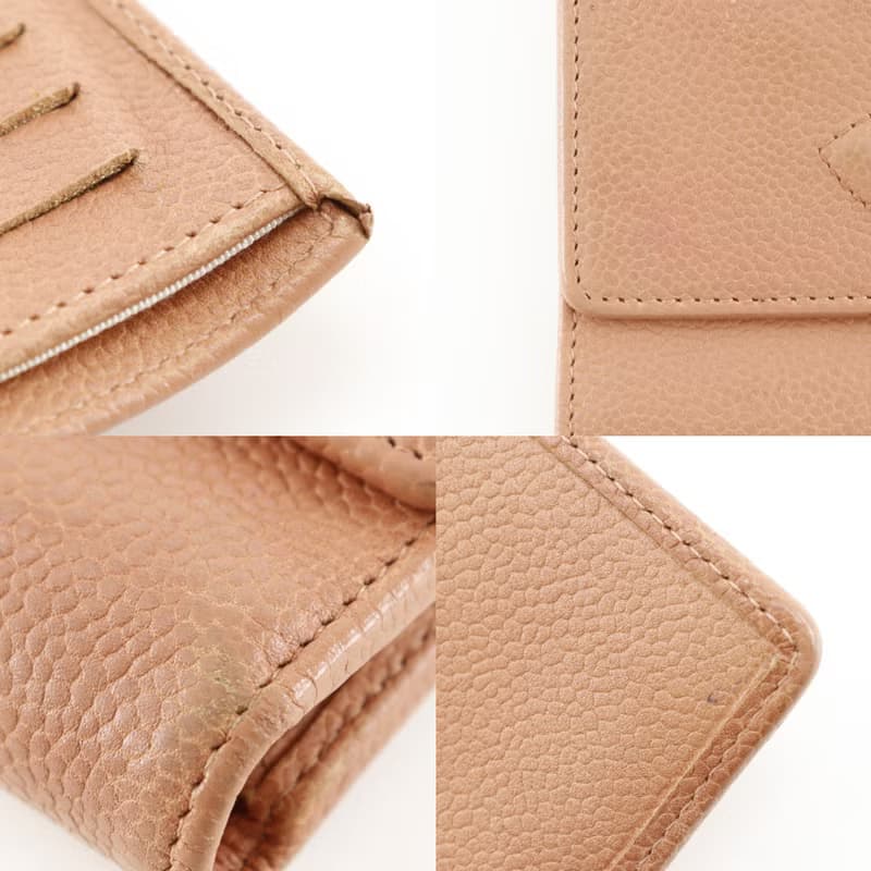 【日本直送】シャネル CHANEL ココマーク 三つ折り財布 キャビアスキン ピンク レディース【中古】