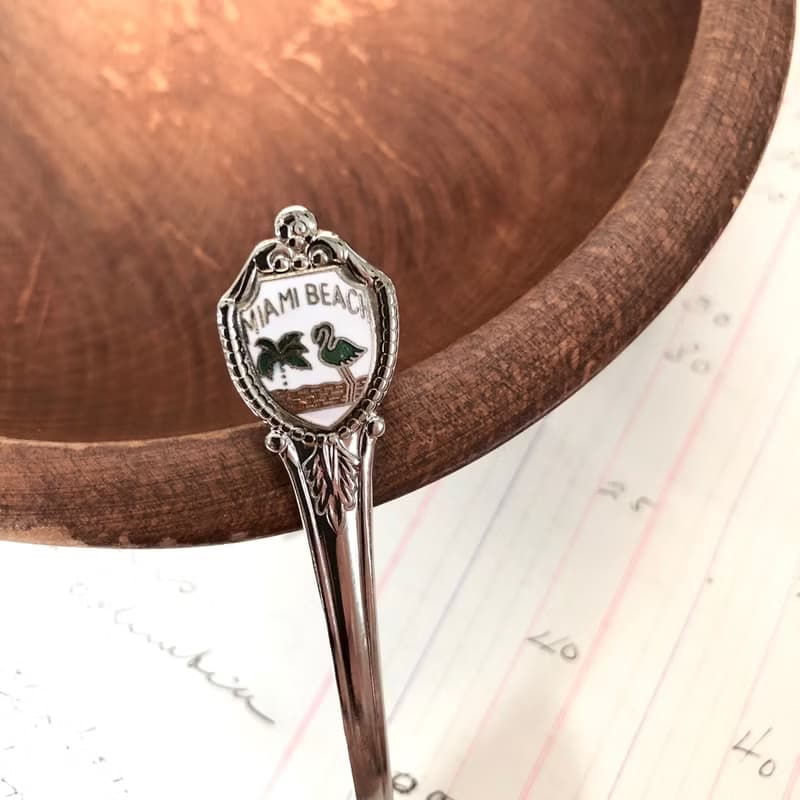 早期美國製Miami Beach 琺瑯徽章紀念湯匙
