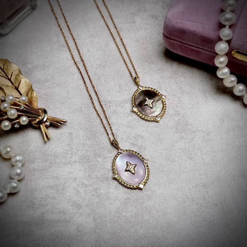 數量限定 SPECIAL EDITION 18K 豪華版蝶貝星鏈 50cm 黑/粉蝶貝