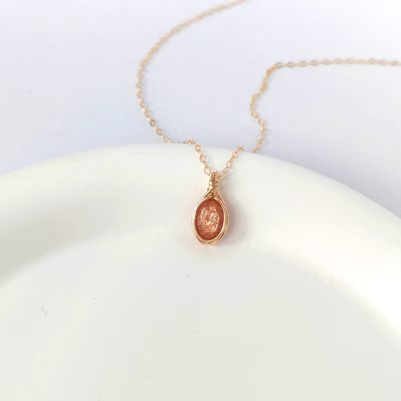 太陽石吊墜 金草莓石吊墜 太陽石項鍊 金太陽石14KGF吊墜