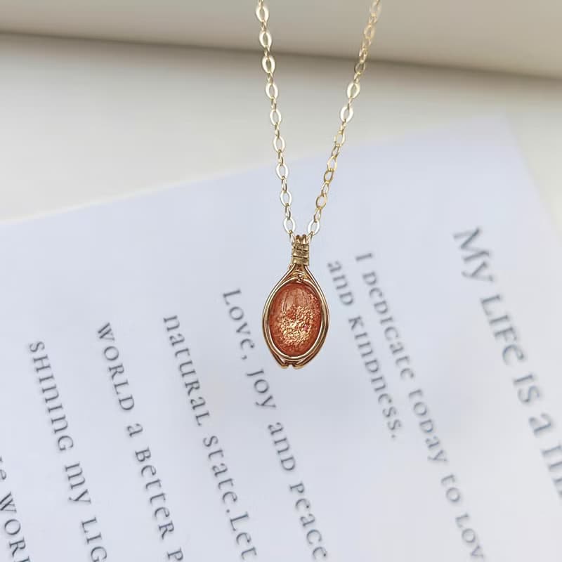 太陽石吊墜 金草莓石吊墜 太陽石項鍊 金太陽石14KGF吊墜