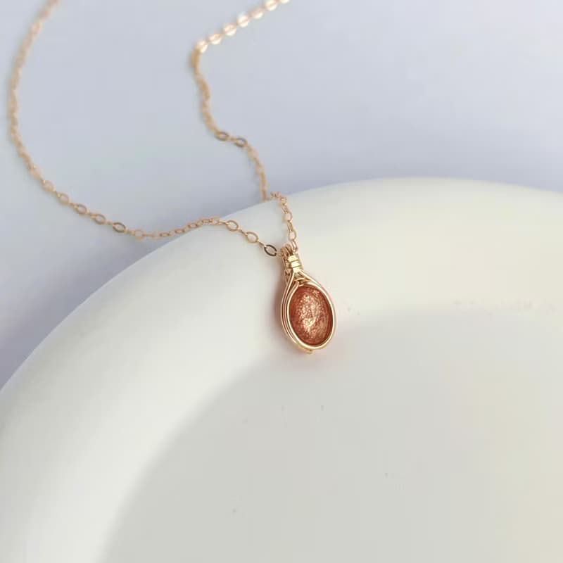 太陽石吊墜 金草莓石吊墜 太陽石項鍊 金太陽石14KGF吊墜