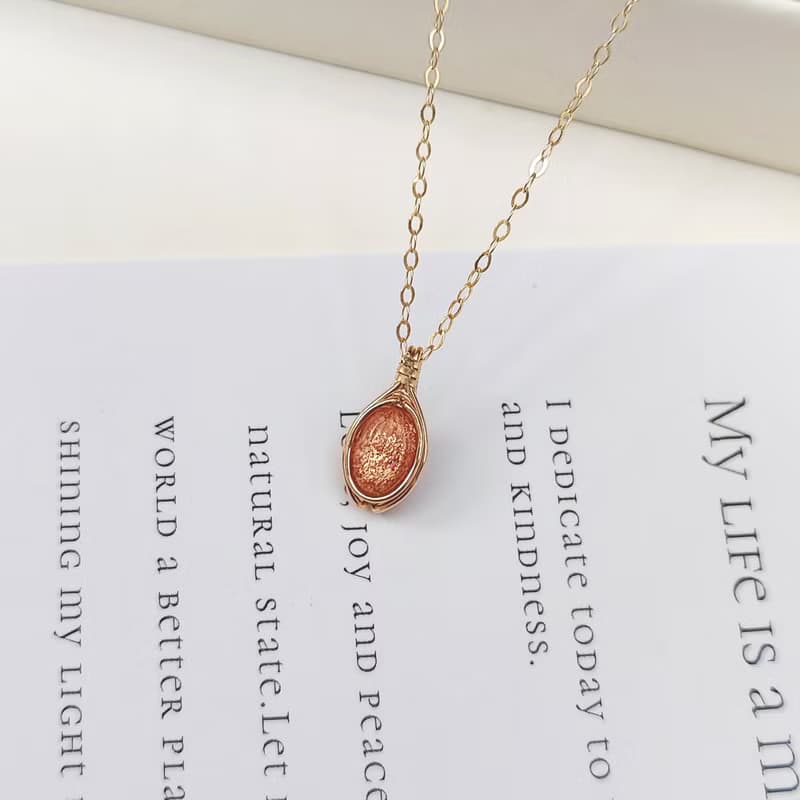 太陽石吊墜 金草莓石吊墜 太陽石項鍊 金太陽石14KGF吊墜