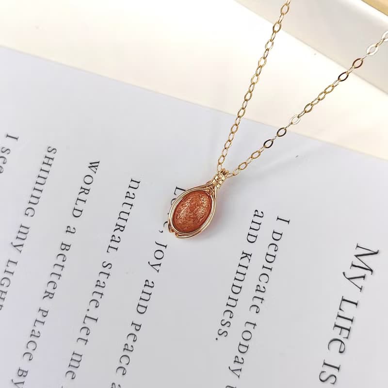 太陽石吊墜 金草莓石吊墜 太陽石項鍊 金太陽石14KGF吊墜