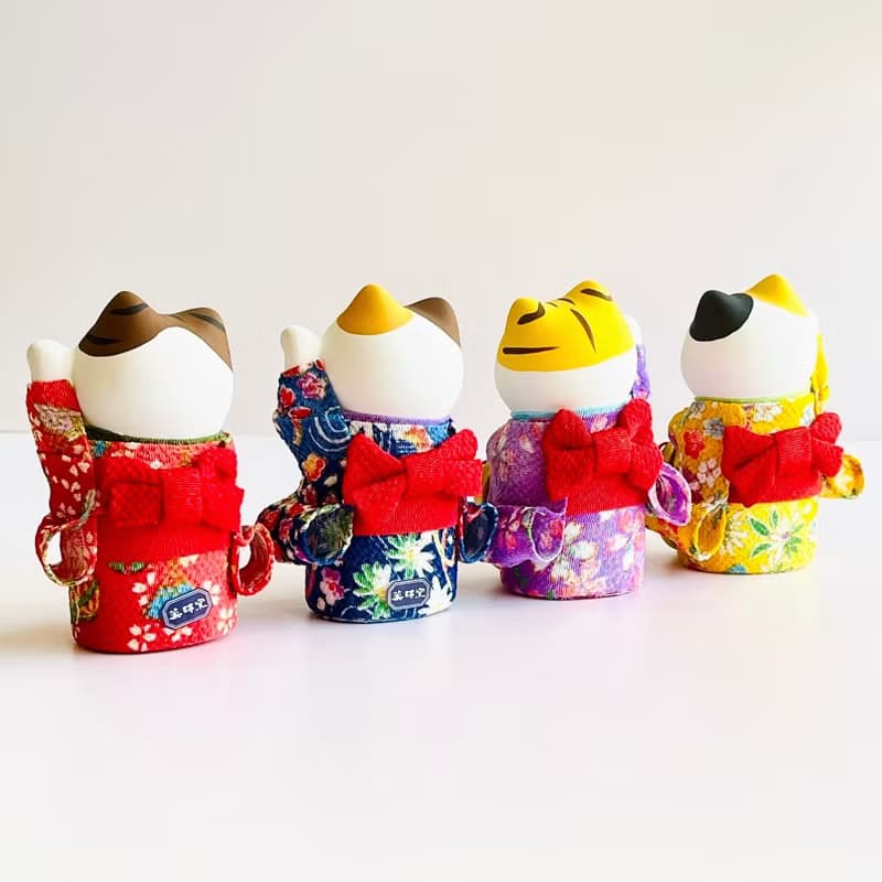 【開運祝福】瀨戶燒-和服綿彩小判招財貓-良緣/健康/滿願/金運