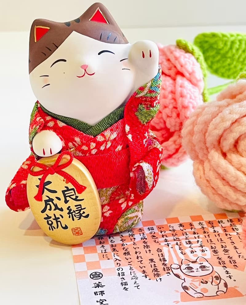 【開運祝福】瀨戶燒-和服綿彩小判招財貓-良緣/健康/滿願/金運
