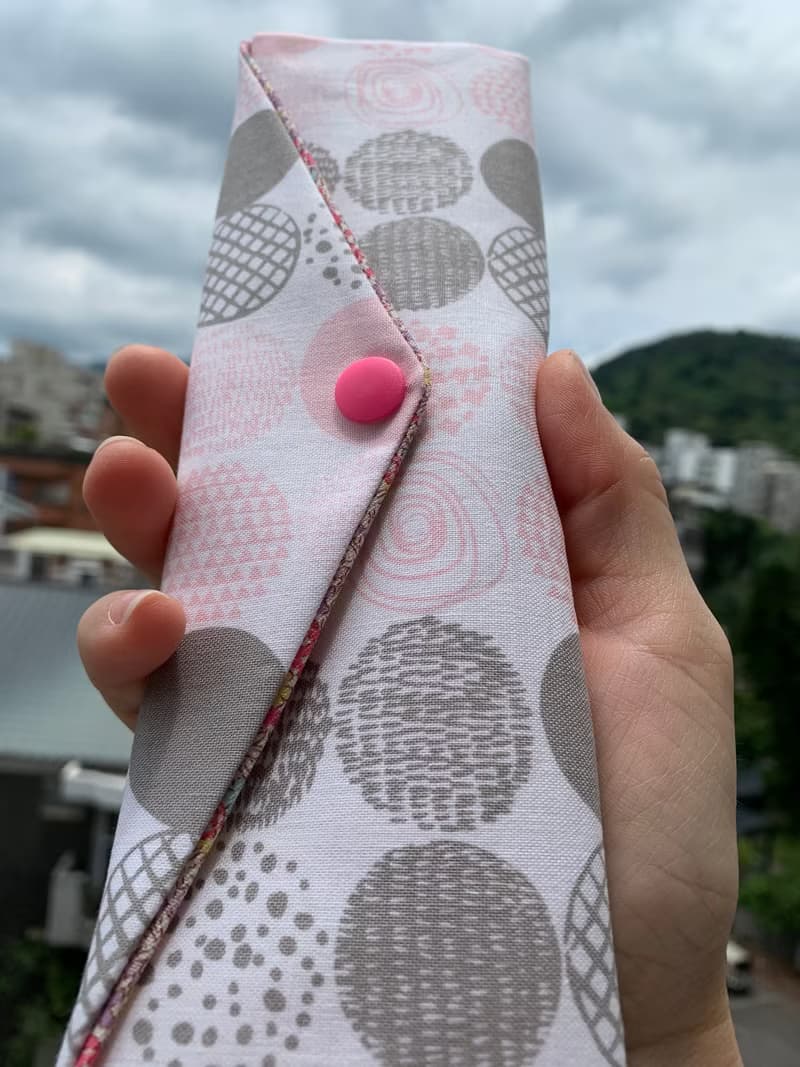 文青風環保筷袋 大珠小珠 粉  手作餐具袋.交換禮物.