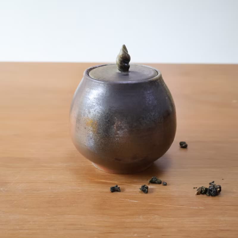 沼泥火炬 柴燒陶茶倉 茶葉罐