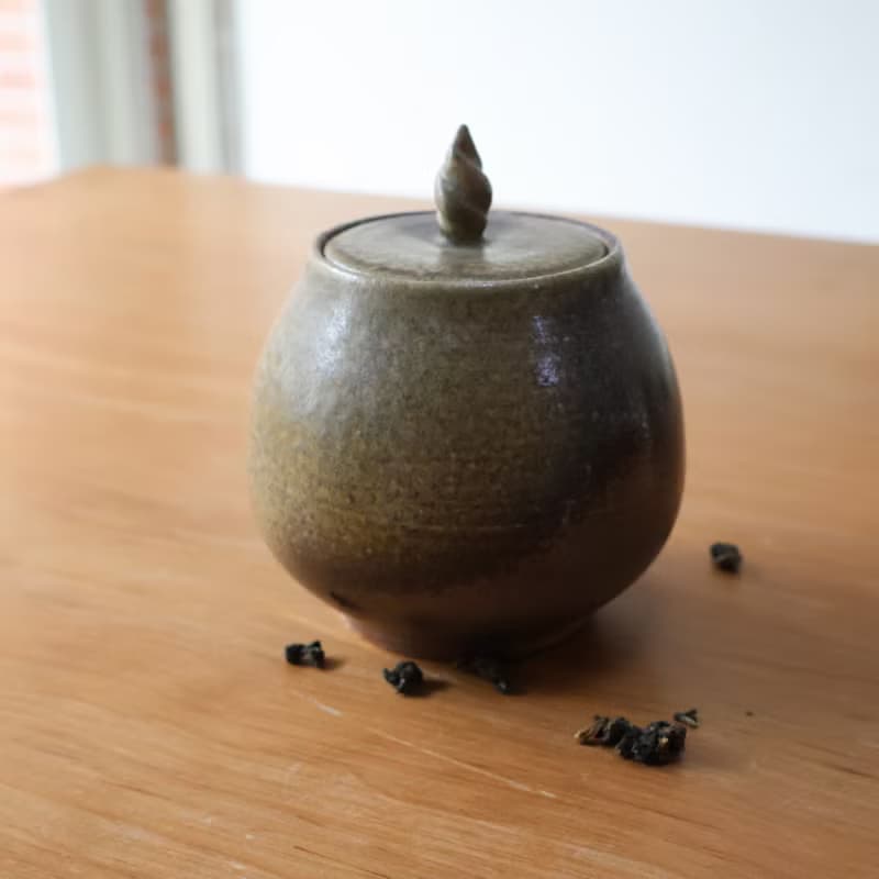 沼泥火炬 柴燒陶茶倉 茶葉罐