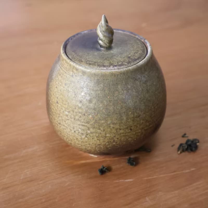 沼泥火炬 柴燒陶茶倉 茶葉罐