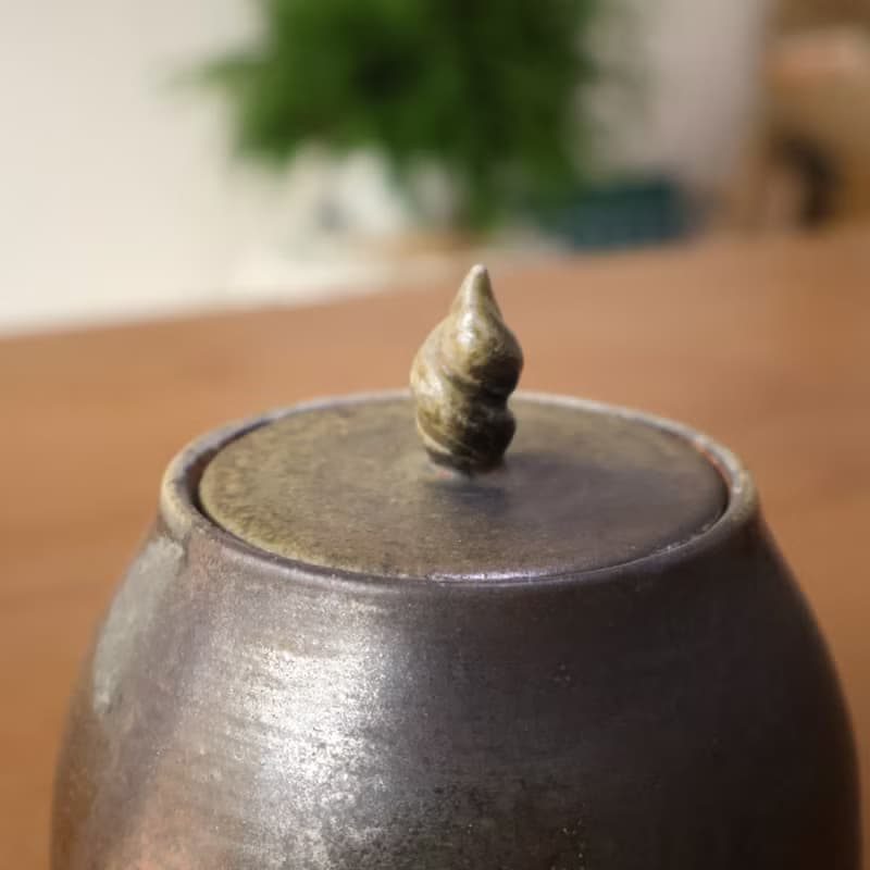沼泥火炬 柴燒陶茶倉 茶葉罐