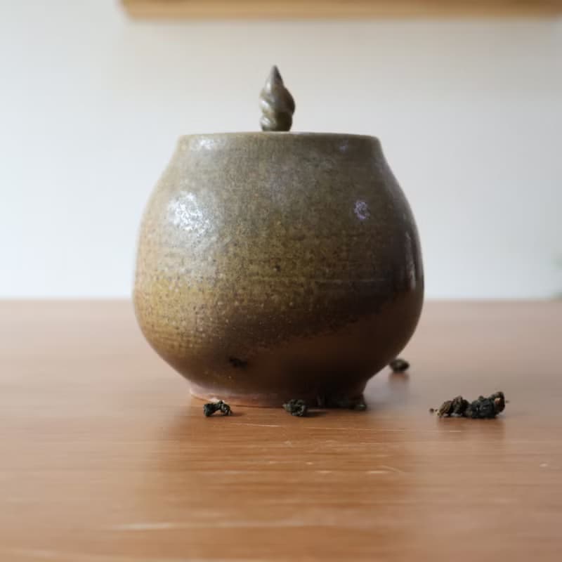 沼泥火炬 柴燒陶茶倉 茶葉罐