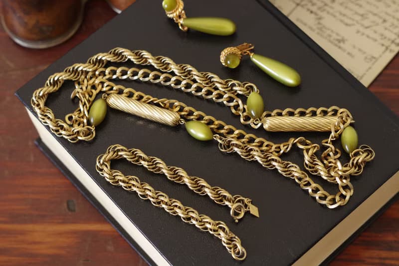 老又好古董珠寶 Vintage 金酪梨套組 項鍊手鍊 Sarah Cov