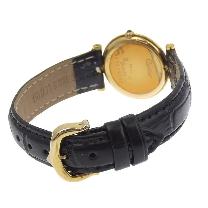 【日本直送】カルティエ CARTIER マストヴァンドーム 腕時計 K18ゴールド×型押しレザー クオーツ アナログ表示 白文字盤 レディース【中古】