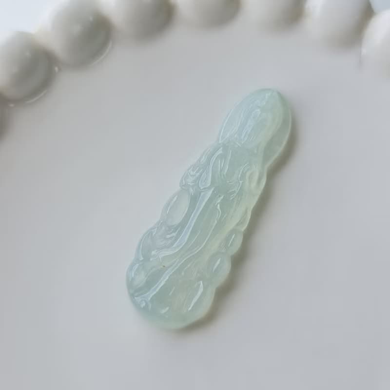 冰膠老種晴水滿色站姿觀音 | 天然緬甸玉A貨翡翠