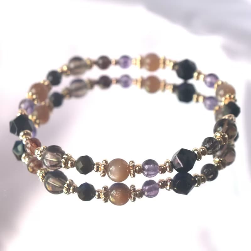 黑金超七-黑曜石-茶晶-紫水晶-消除負能量-旺事業-招財