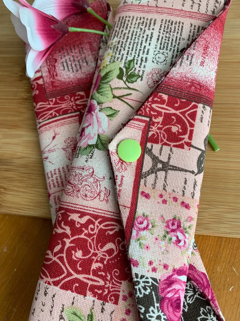 文青風環保筷袋  浪漫玫瑰  手作餐具袋.交換禮物.