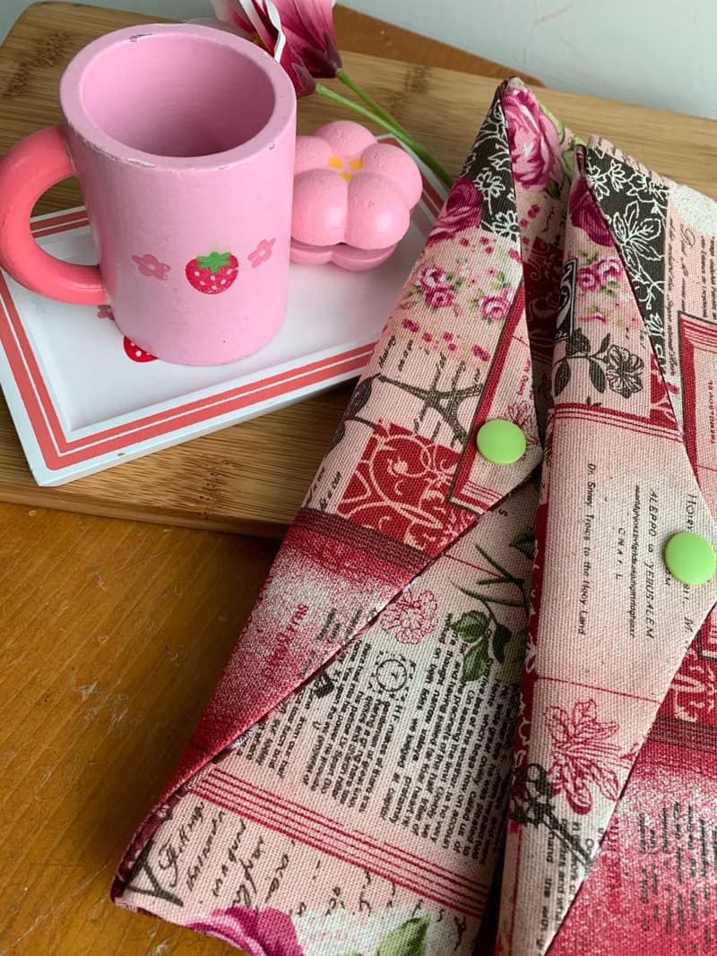 文青風環保筷袋  浪漫玫瑰  手作餐具袋.交換禮物.