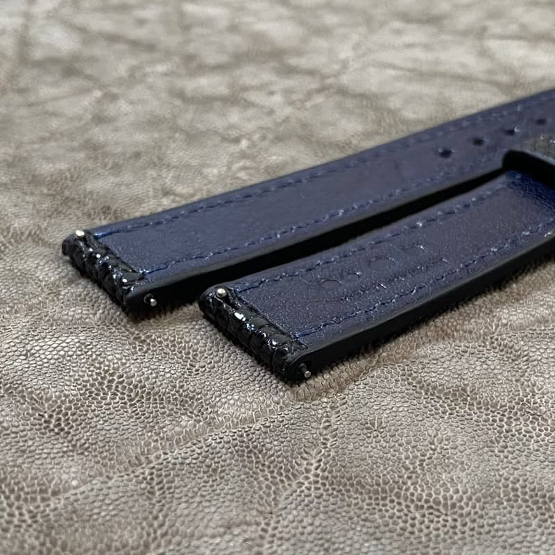 オーダーメイド専用・リザードの時計ベルト　ブラック　18mm-16mm【スタンダード】フルフラット型  腕時計バンド