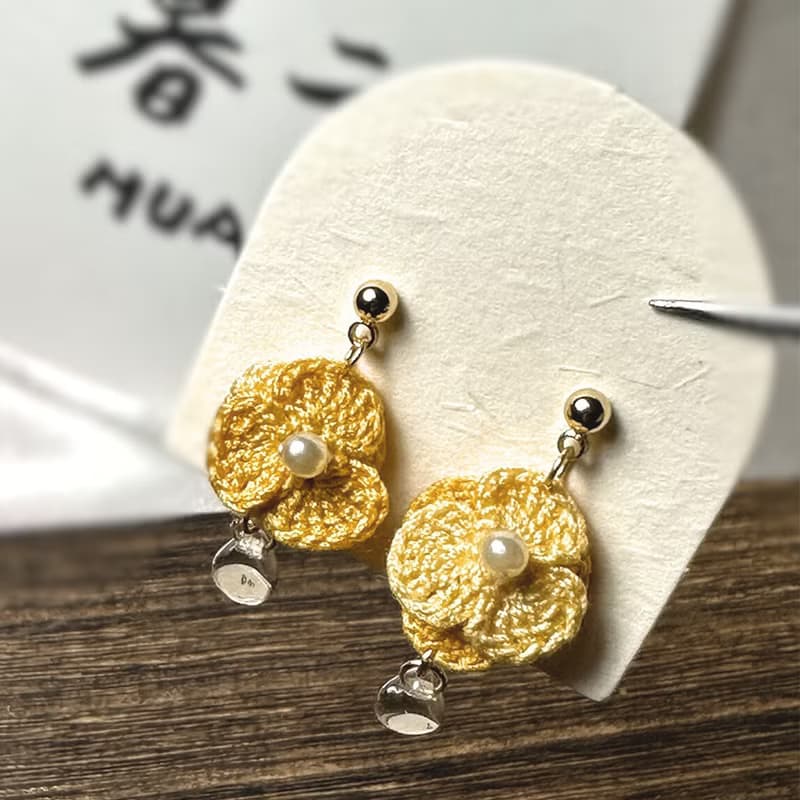 【原創手作】日和小花 耳環 耳針 耳夾 立體 鉤針 微鉤 花朵 花
