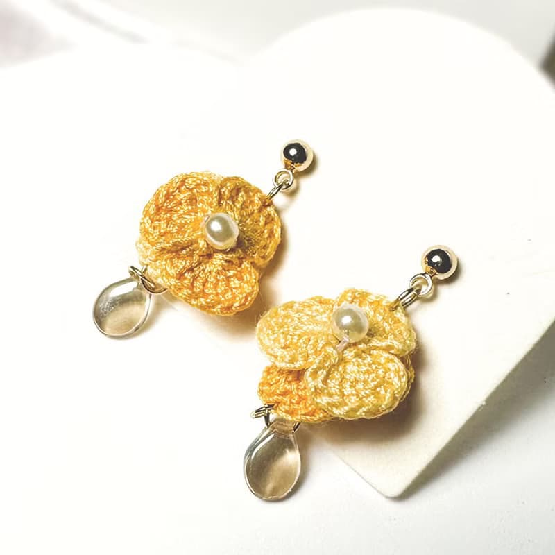 【原創手作】日和小花 耳環 耳針 耳夾 立體 鉤針 微鉤 花朵 花
