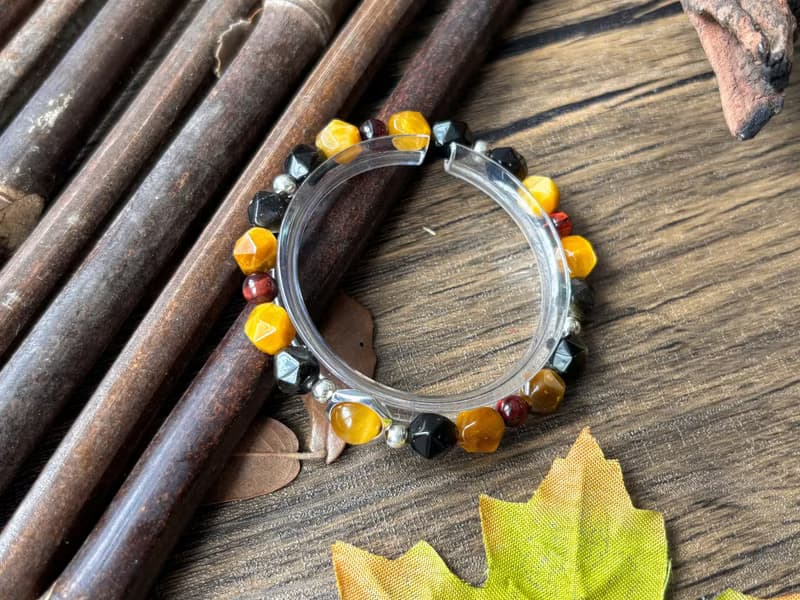 【卿影】天然紅虎眼 金虎眼 金曜石切珠 S925純銀 設計款手鍊