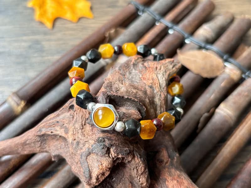 【卿影】天然紅虎眼 金虎眼 金曜石切珠 S925純銀 設計款手鍊