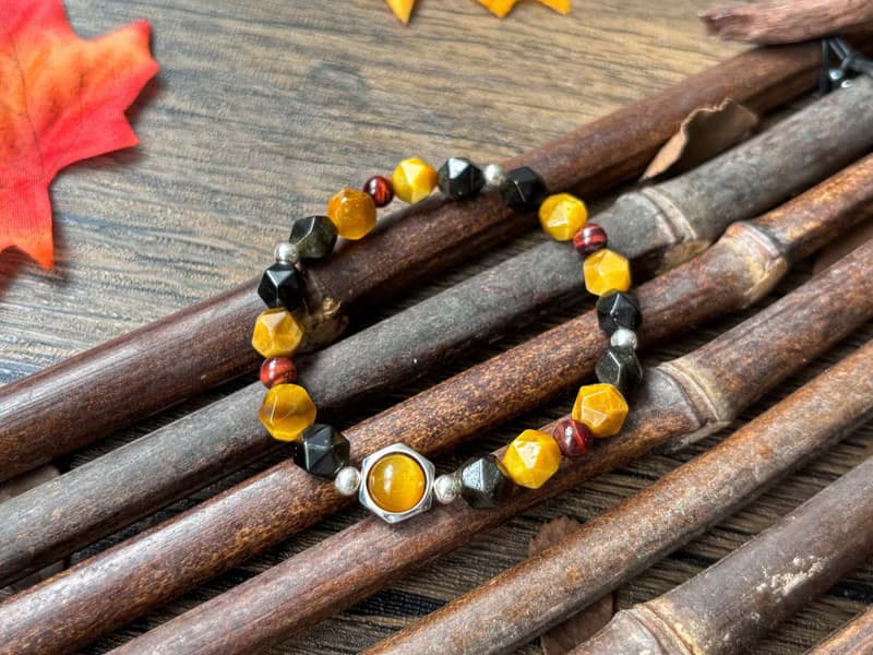 【卿影】天然紅虎眼 金虎眼 金曜石切珠 S925純銀 設計款手鍊