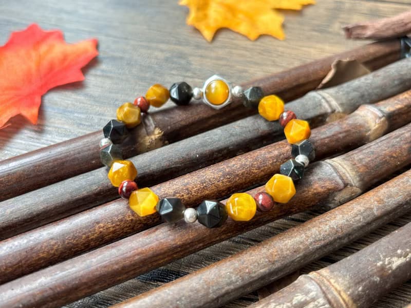 【卿影】天然紅虎眼 金虎眼 金曜石切珠 S925純銀 設計款手鍊