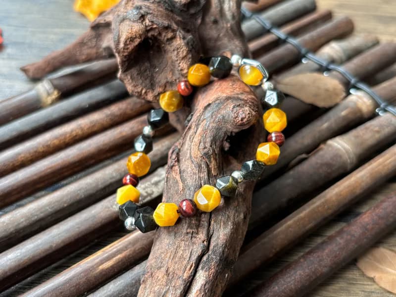 【卿影】天然紅虎眼 金虎眼 金曜石切珠 S925純銀 設計款手鍊