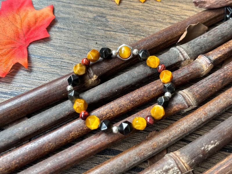 【卿影】天然紅虎眼 金虎眼 金曜石切珠 S925純銀 設計款手鍊