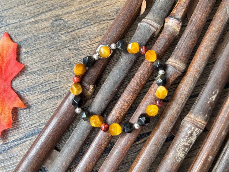 【卿影】天然紅虎眼 金虎眼 金曜石切珠 S925純銀 設計款手鍊