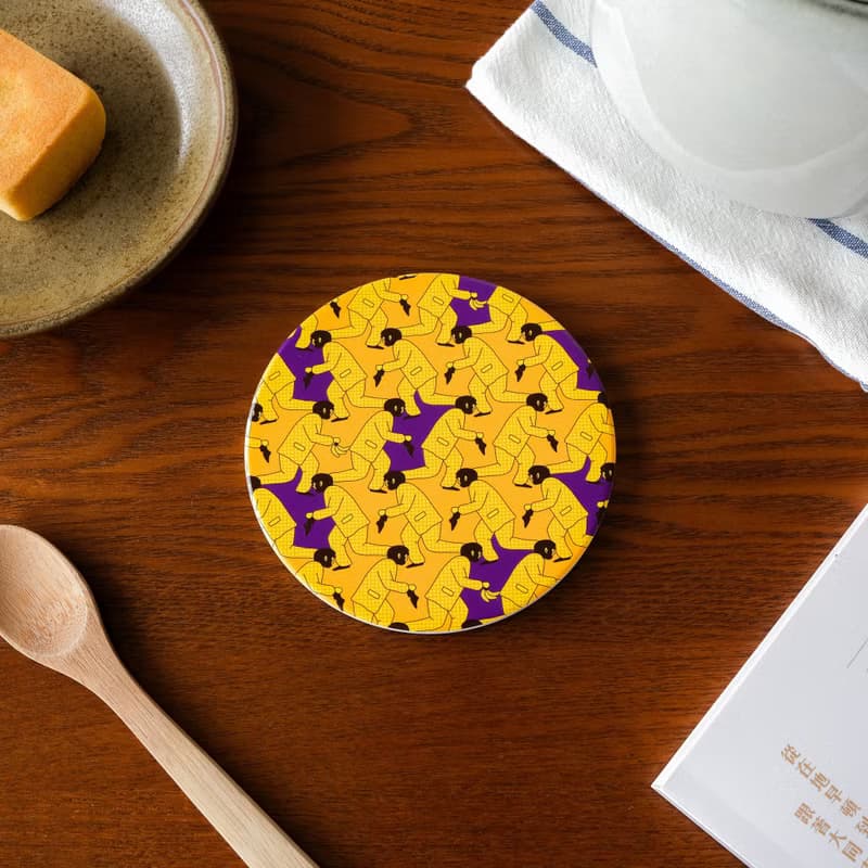 【錦源興】抓猴陶瓷吸水杯墊 l 底部防滑 鶯歌陶瓷製 禮物 新居