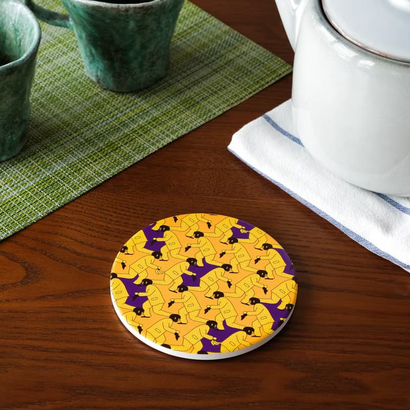 【錦源興】抓猴陶瓷吸水杯墊 l 底部防滑 鶯歌陶瓷製 禮物 新居