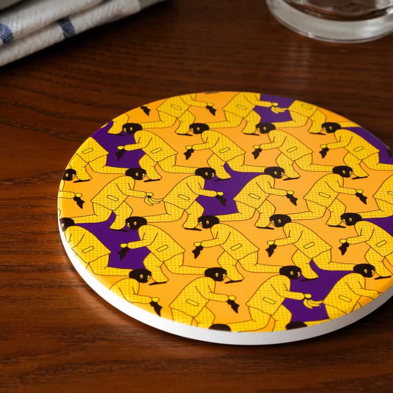 【錦源興】抓猴陶瓷吸水杯墊 l 底部防滑 鶯歌陶瓷製 禮物 新居