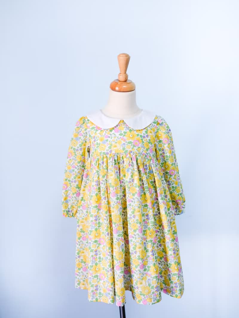 英國LIBERTY FABRICS有機棉女童Annabelle法式小圓領印花洋裝