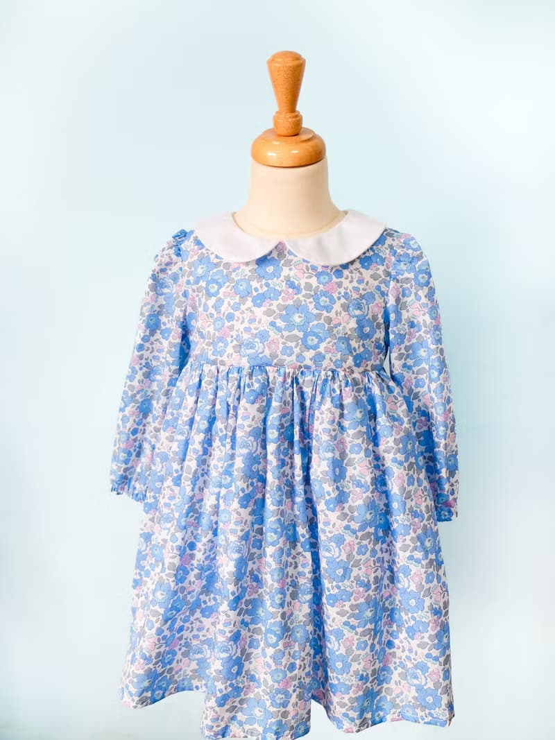 英國LIBERTY FABRICS有機棉女童Annabelle法式小圓領印花洋裝