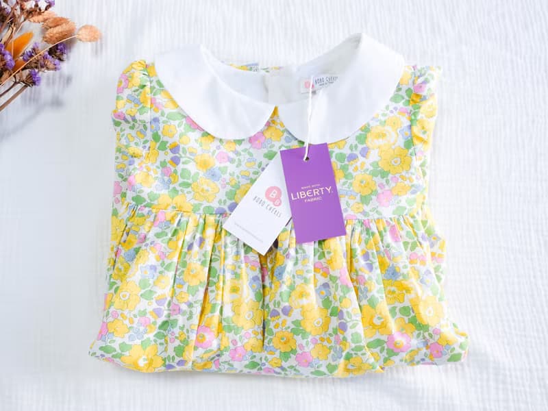 英國LIBERTY FABRICS有機棉女童Annabelle法式小圓領印花洋裝