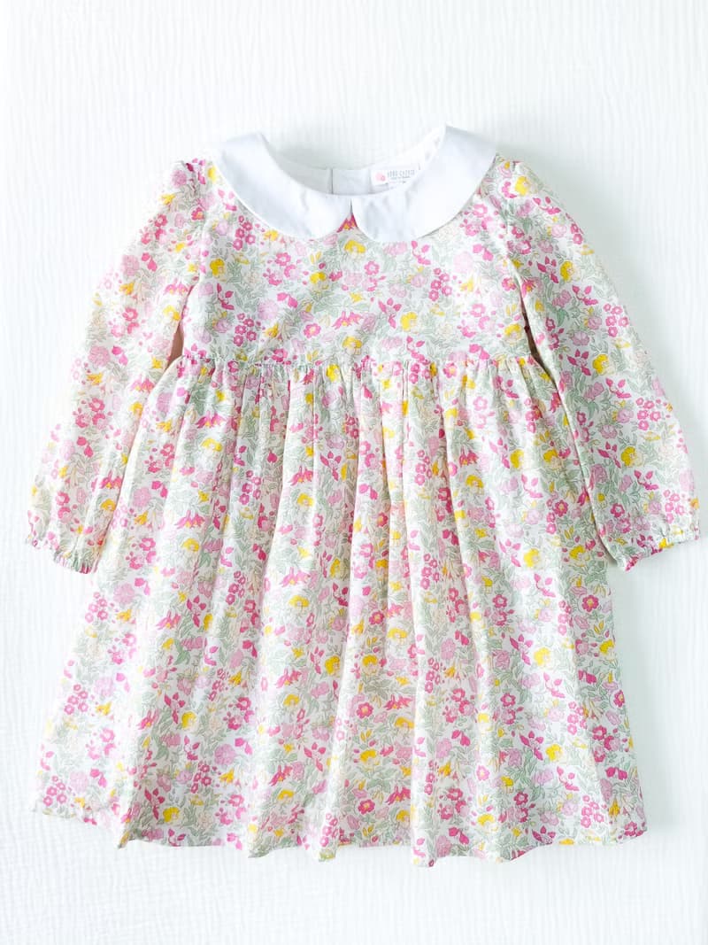 英國LIBERTY FABRICS有機棉女童Annabelle法式小圓領印花洋裝