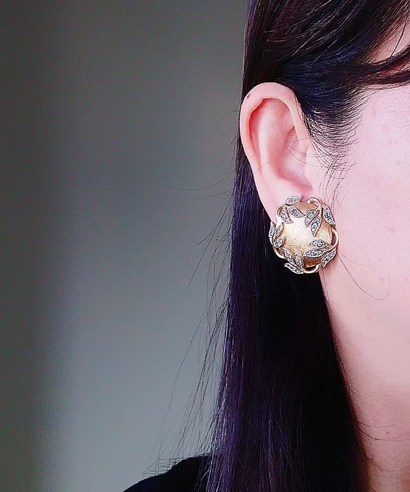 Vintage Jewelry 西洋古董飾品 Trifari Garden of Eden 夾式耳環