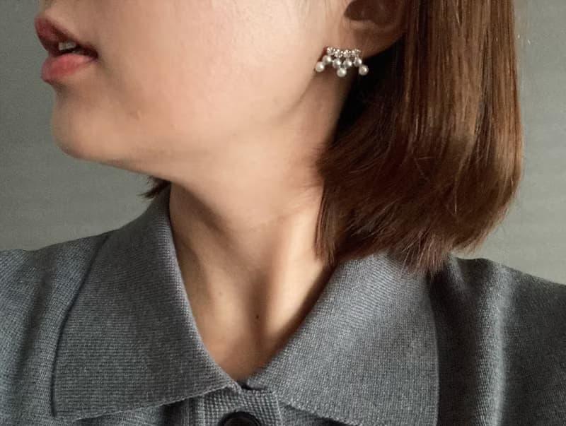 銀色珍珠迷你耳飾 珍珠雪點 銀色 聖誕典禮禮物