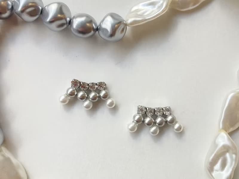 銀色珍珠迷你耳飾 珍珠雪點 銀色 聖誕典禮禮物