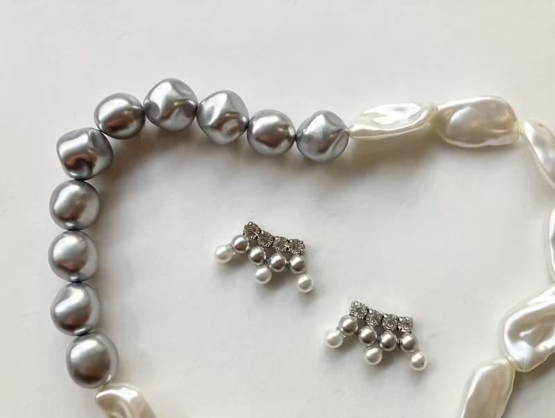 銀色珍珠迷你耳飾 珍珠雪點 銀色 聖誕典禮禮物