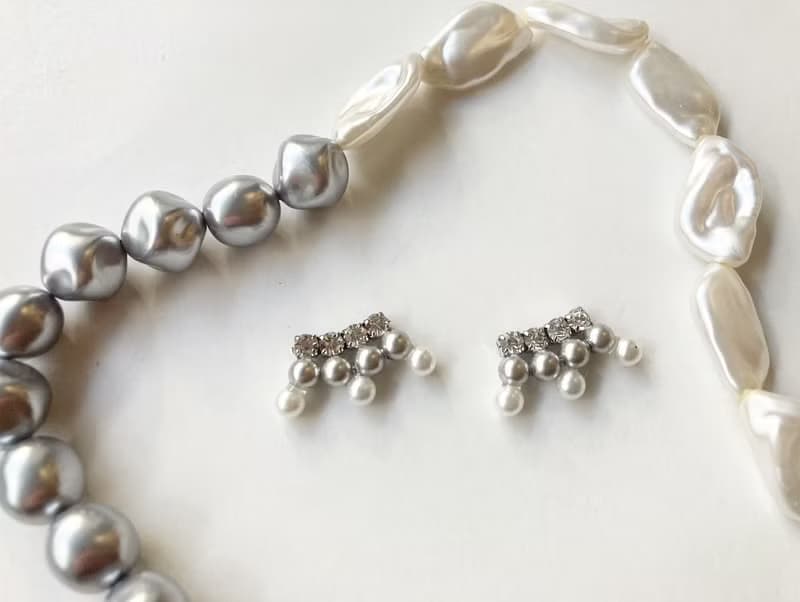 銀色珍珠迷你耳飾 珍珠雪點 銀色 聖誕典禮禮物