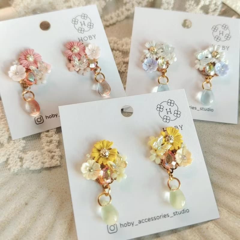 蝶戀花-嚮往 耳環/耳釘/耳夾 原創 手作 送禮