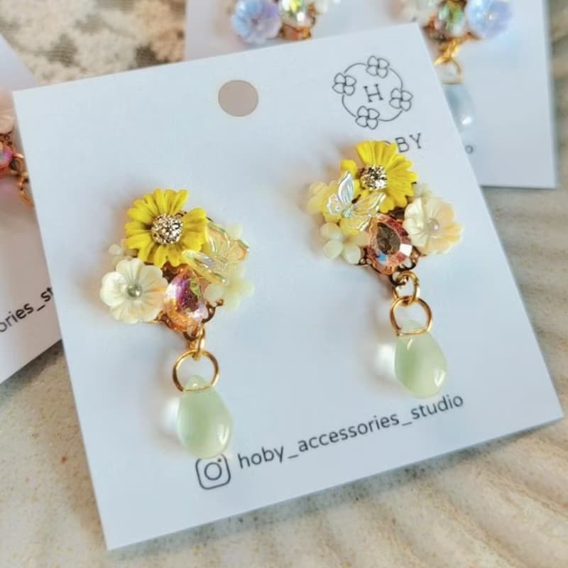 蝶戀花-嚮往 耳環/耳釘/耳夾 原創 手作 送禮