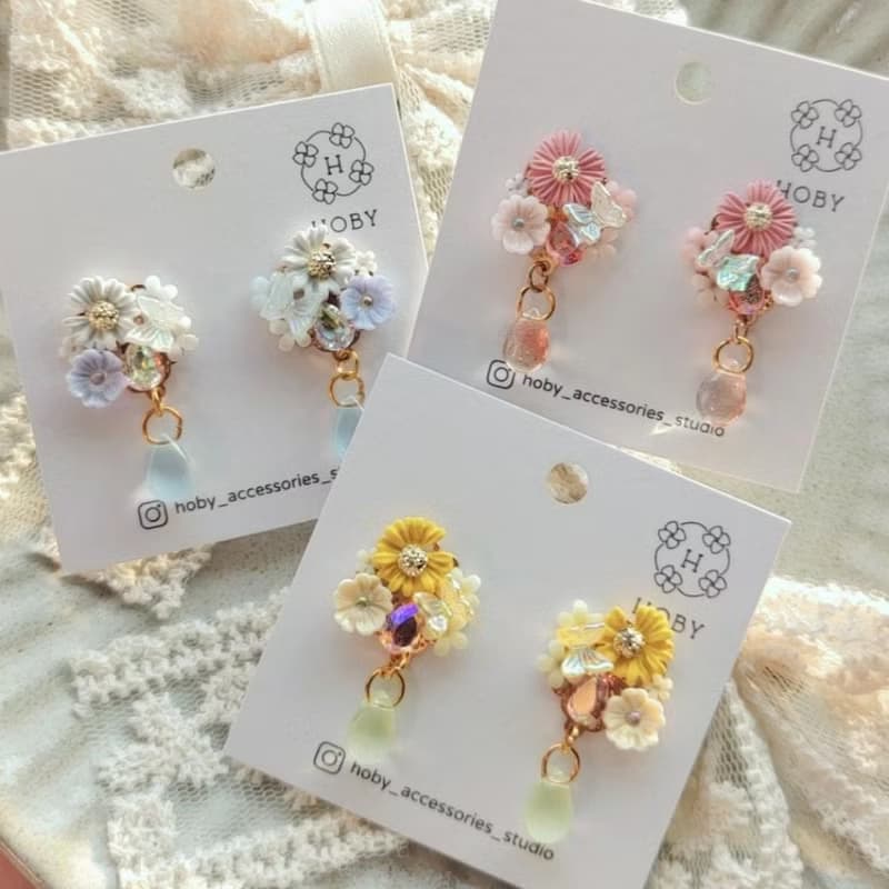 蝶戀花-嚮往 耳環/耳釘/耳夾 原創 手作 送禮