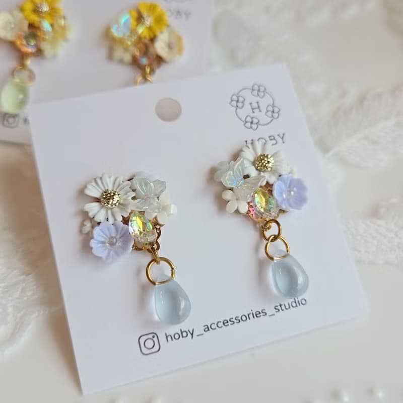 蝶戀花-嚮往 耳環/耳釘/耳夾 原創 手作 送禮