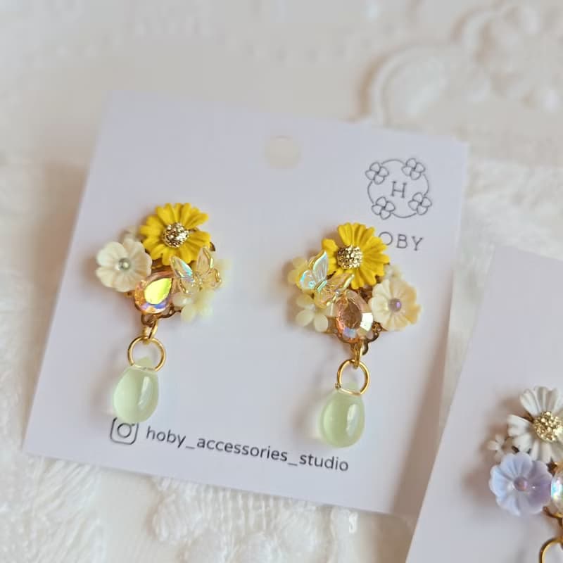 蝶戀花-嚮往 耳環/耳釘/耳夾 原創 手作 送禮