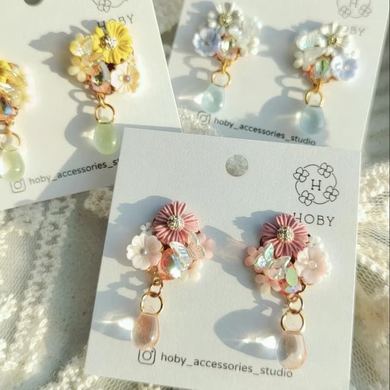 蝶戀花-嚮往 耳環/耳釘/耳夾 原創 手作 送禮